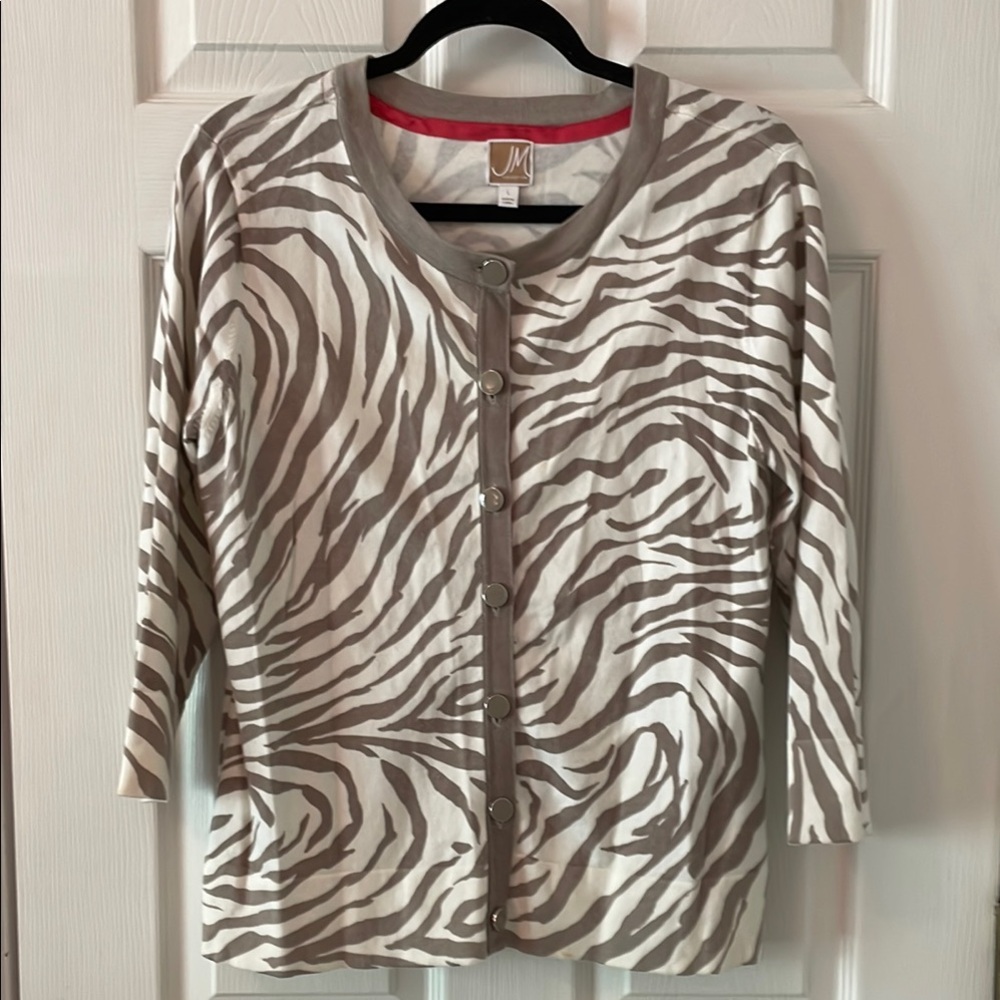 Zebra Print Button-Up Cardigan